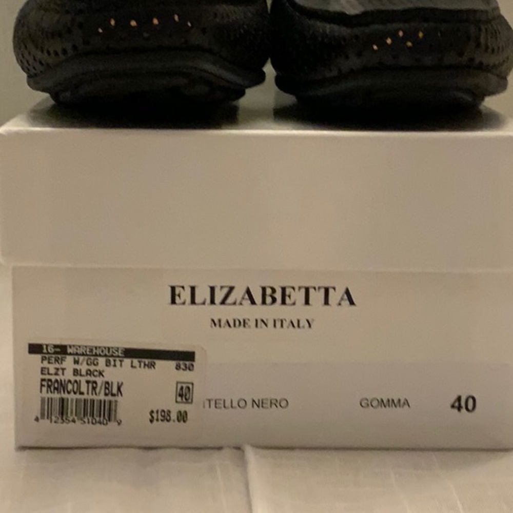 Elizabetta Perforated Black Leather Loafer Size 40